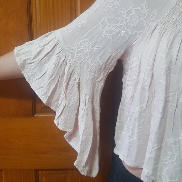 Womens off the shoulder flounce sleeve top - Picture 5 of 8